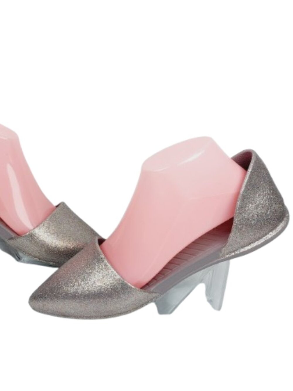 Native Women's Grey Glitter Audrey Metallic Slip on Pointed Toe Flats Size 10